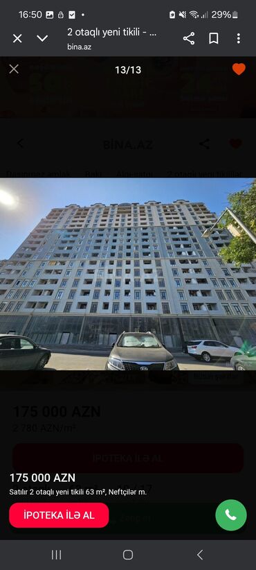 Kirayə mənzillər: 8-ci kilometr, 2 otaqlı, Yeni tikili, m. Neftçilər, 63 kv. m