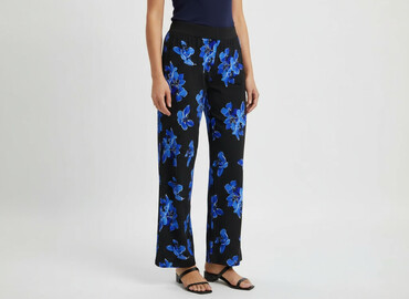 Szeroka nogawka: Material trousers for women, size S