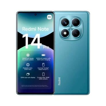 телефон койгуч: Redmi, Redmi Note 14 Pro, Жаңы, 256 ГБ, түсү - Көгүлтүр, 2 SIM