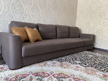 мини диван: Прямой диван, цвет - Коричневый, Б/у