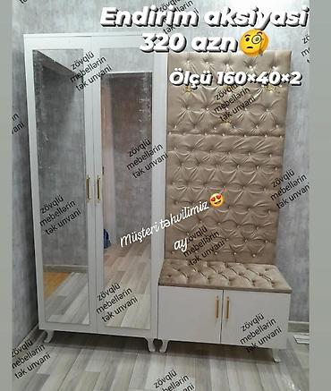 dolap dolabi: Dəhliz üçün kombinə edilmiş şkaf və puf oturacaqlı asılqan paneli — 1