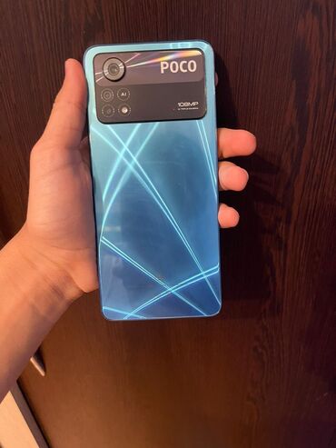 düyməli telefon: Poco X4 Pro 5G, 128 ГБ, цвет - Синий, Face ID, Сенсорный, Беспроводная зарядка