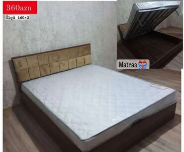 Кровати на заказ: Двуспальная кровать, С подъемным механизмом, Бесплатный матрас, Без выдвижных ящиков, Азербайджан, Ламинат простой