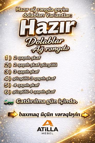 Dolablar: Yeni, 4 qapılı, Güzgülü, Açılan, Düz dolab — 1