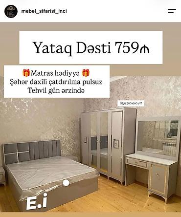 wkaf: Yataq dəsti – 759₼ Komplekt: - Geniş ikinəfərlik çarpayı (başlıqla) - — 1