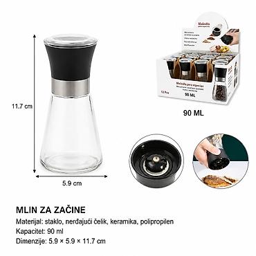 KMT Srednja staklena 5412038 – mlin za začine, 90 ml Opis: Praktičan