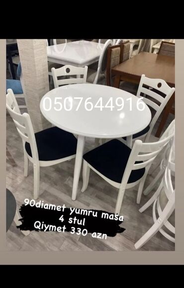Masa və oturacaq dəstləri: Mətbəx üçün, Yeni, Açılmayan, Dördbucaq masa, 4 stul — 3