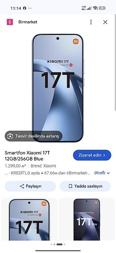 a3 kagiz: Xiaomi 14T, 512 GB, rəng - Mavi, 
 Kredit — 4
