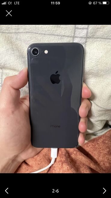 Apple iPhone: IPhone 8, Б/у, 64 ГБ, Черный, Чехол, 100 %