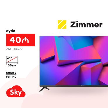 samsung s5 ekran: Yeni Televizor Zimmer 43" FHD (1920x1080), Pulsuz çatdırılma