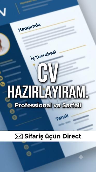 xadime axtarilir: Xidmət: Professional və sərfəli CV hazırlanması Təklif olunanlar: - — 1