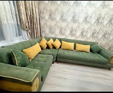 divan alan: Yaşıl-krem tonlarında L formalı künc divan Divan 1200 AZN-a alınıb — 1