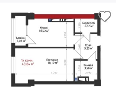 Продажа квартир: 1 комната, 42 м², Элитка, 5 этаж, ПСО (под самоотделку) — 3