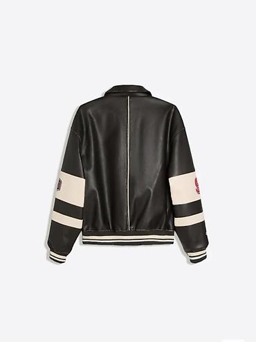 only kozna jakna: Varsity/bomber jakna u crno‑bež kombinaciji sa retro sportskim — 2