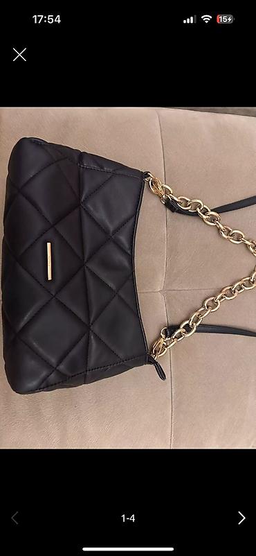 Çantalar: Qara quilted çiyin çantası - Rəng: qara - Material: yumşaq quilted — 2