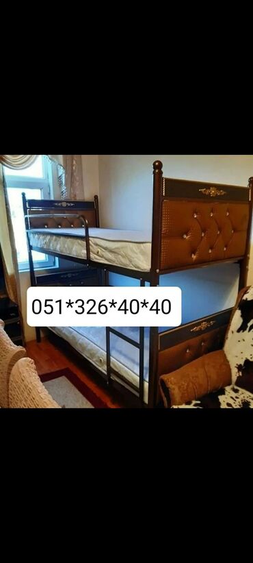 İkimərtəbəli uşaq çarpayıları: Oğlan və qız üçün, Yeni, Çarpayı, Matras ilə, Siyirməsiz — 9