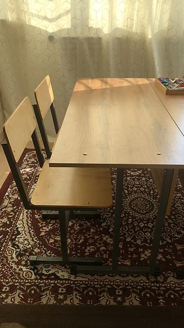 столы парта: Ученическая парта на двоих с прикреплёнными стульями - Формат — 1