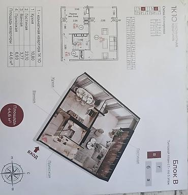 Продажа квартир: 1 комната, 44 м², Кызыл Аскер 1 этаж, Косметический ремонт — 4