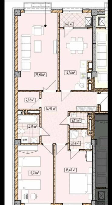 Продажа квартир: 3 комнаты, 100 м², Элитка, 3 этаж, ПСО (под самоотделку)