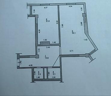 Продажа квартир: 2 комнаты, 74 м², Бишкек Парк ТРЦ Элитка, 10 этаж, ПСО (под самоотделку) — 2