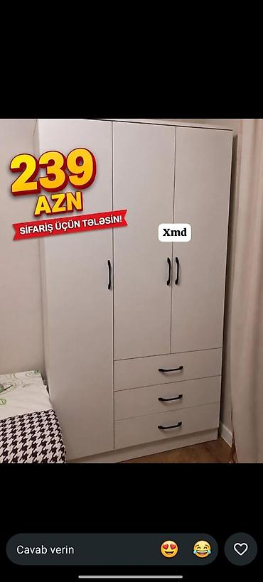 balaca skaflar: Yeni, 3 qapılı, Siyirməli, Ağ, Taxta, Açılan, Düz dolab — 1