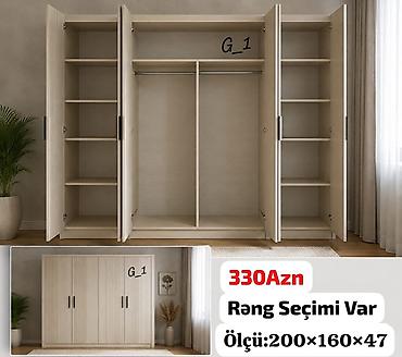 taxt mebeli: 4 qapılı geyim dolabı - Ölçü: 200 × 160 × 47 sm - Qiymət: 330 AZN — 1
