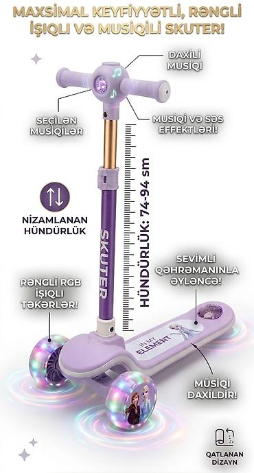 moped gunluk: Uşaq skuterı – işıqlı və musiqili model - RGB rəngli, işıqlı — 4