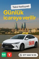 Sürücü-kuryerlər: Taksi sürücüsü tələb olunur, Avtomobilin icarəsi, Aylıq ödəniş, 6 ildən artıq təcrübə