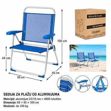 emmezeta plastične stolice: KMT Aluminijumska stolica kraljevsko plava 295753 Praktična i lagana — 1