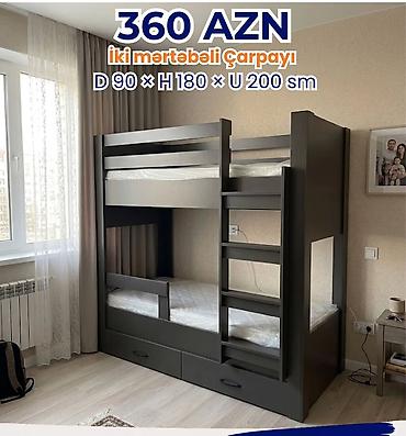 uşaq otaqı: İki mərtəbəli çarpayı Qiymət: 360 AZN Ölçülər: D 90 × H 180 × U 200 — 1
