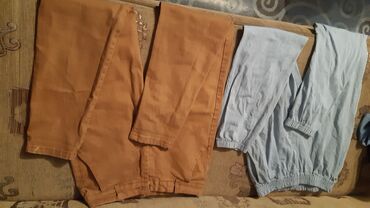 женская джинсовая одежда больших размеров: Повседневные брюки, Прямые, Высокая талия, Осень-весна