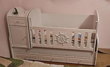 Uşaq beşiyi – “ALI BEBE” model - Rəng: ağ, dəniz temalı dizayn, ön