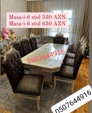 kuxna üçün künc divan: Qonaq otağı üçün, Yeni, Açılmayan, Dördbucaq masa, 6 stul, Azərbaycan