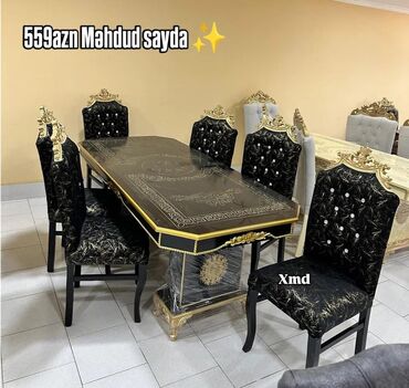 Masa və oturacaq dəstləri: Qonaq otağı üçün, Açılmayan, Dördbucaq masa, 6 stul