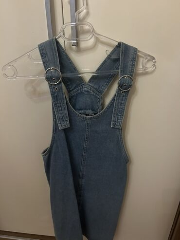 Kurtkalar: Cins jilet paltar (salopet tipli) - Material: qalın denim/cins parça