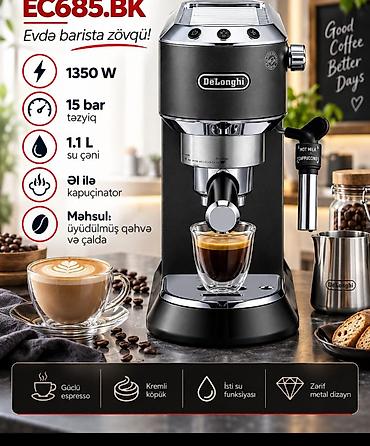Qəhvə maşını Delonghi, Yarımavtomat, Kapuçinator ilə, Yeni