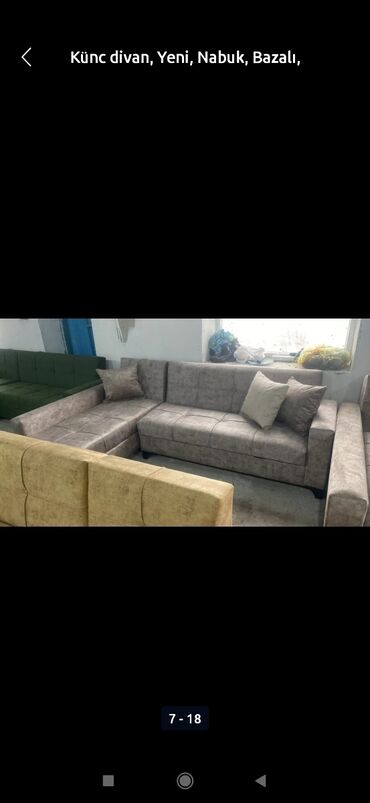 Sifarişlə divanlar: Künc divan, Qonaq otağı üçün, Parça, Bazasız, Açılmayan — 8