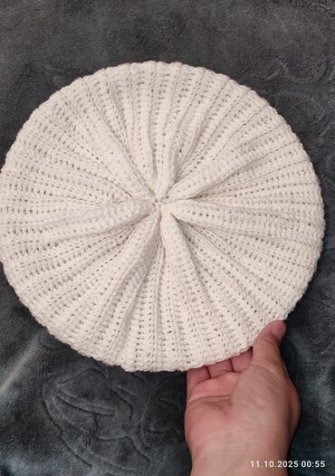 Шапки: Шапка, Беретка, Хлопок, Осень-весна, Вязаная модель — 3