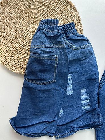 cins uşaq şortları: Uşaq üçün cins şort - Material: yumşaq denim (cins) - Rəng: tünd mavi — 5