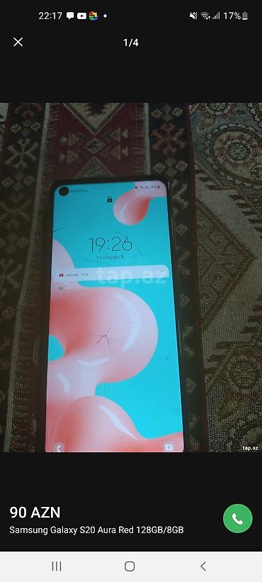 samsung laptop: Samsung Galaxy S20, 128 GB, rəng - Qırmızı, Qırıq — 1