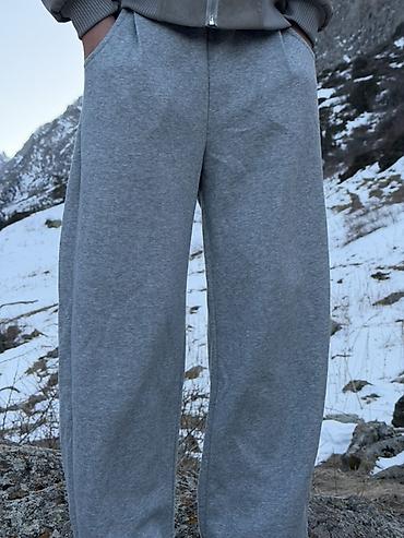 Спортивные штаны: Серые спортивные брюки свободного кроя - Цвет: меланжевый серый - — 1