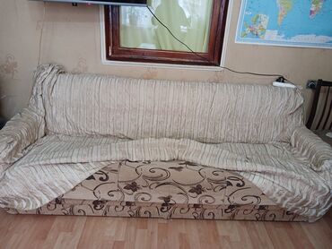 Qonaq otağı dəstləri: Mebel və məişət texnikası dəsti 1) Üçnəfərlik divan - Bej rəngli — 1