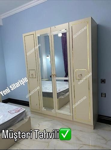 Sifarişlə dolablar: Düz dolab, Yataq otağı üçün, Paltar üçün, Açılan, Korpuslu, 4 qapılı — 4