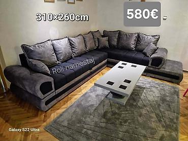 Ugaone garniture: Ugaona garnitura 300×220 cm - Prostrana L‑forma sa dubokim sedištima — 12