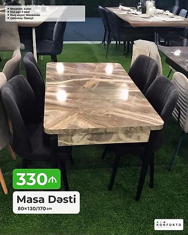 Masa dəsti – açılan mexanizmli - Ölçü: 80×130/170 sm (genişlənə bilən