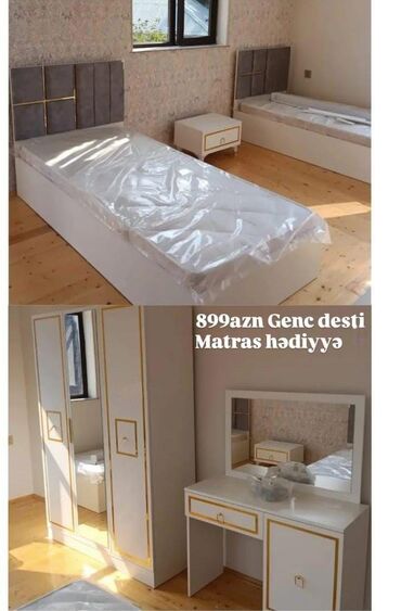 Uşaq və gənc otağı üçün dəstlər: Oğlan və qız üçün, Yeni, Təknəfərlik çarpayı, 2 tumba, Dolab, Termo