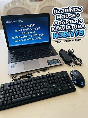 dvd ssd: ASUS K55Vd noutbuk - Ekran: 15.6" LED, HD - Prosessor: Intel Core — 4