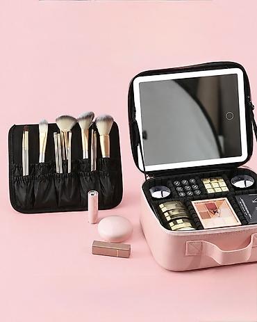 bts canta: LED işıqlı makiyaj güzgülü daşınan kosmetik çanta - Çoxfunksiyalı — 2