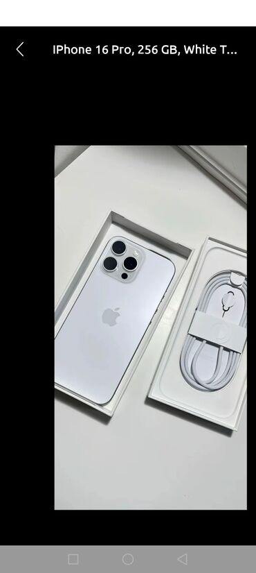 Apple iPhone: IPhone 16 Pro, 256 GB, White Titanium, Zəmanət, Barmaq izi