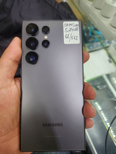 умные часы с сим картой: Samsung Galaxy S24 Ultra, Б/у, 512 ГБ, цвет - Черный, 1 SIM, eSIM